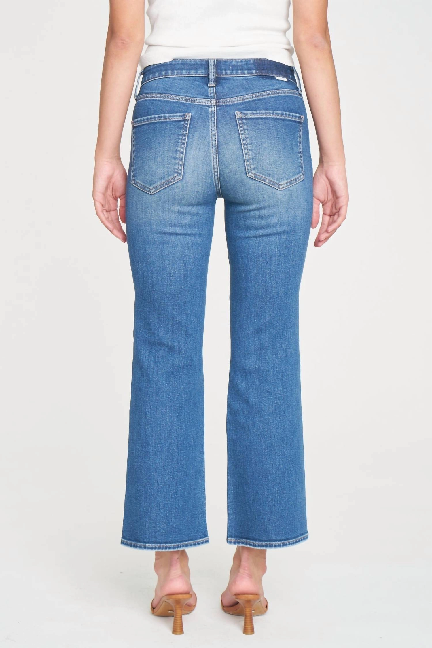 Runaway Low Rise Crop Flare Jeans In Affectionate