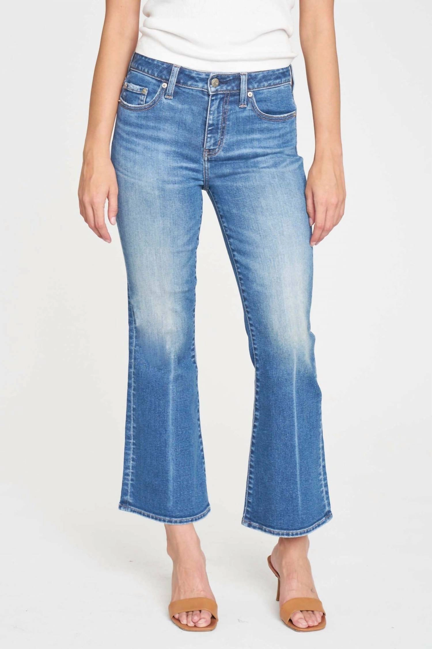 Runaway Low Rise Crop Flare Jeans In Affectionate