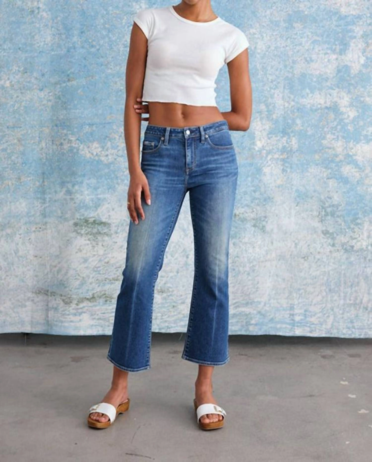 Runaway Low Rise Crop Flare Jeans In Affectionate