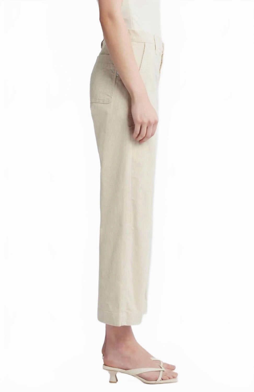 Saige Wide Leg Crop Corduroy Jean In Opal Stone