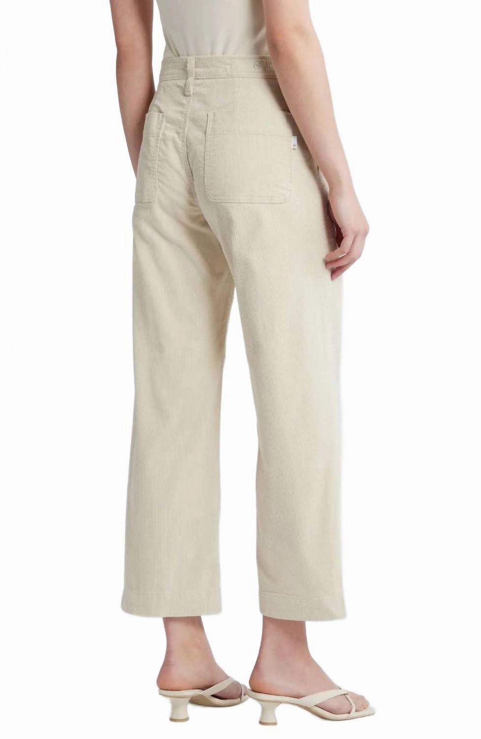 Saige Wide Leg Crop Corduroy Jean In Opal Stone