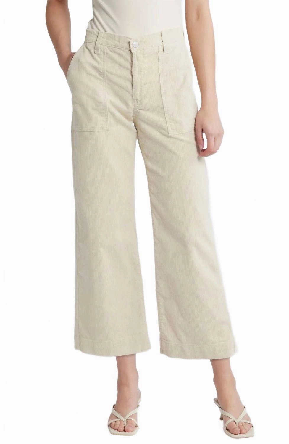 Saige Wide Leg Crop Corduroy Jean In Opal Stone