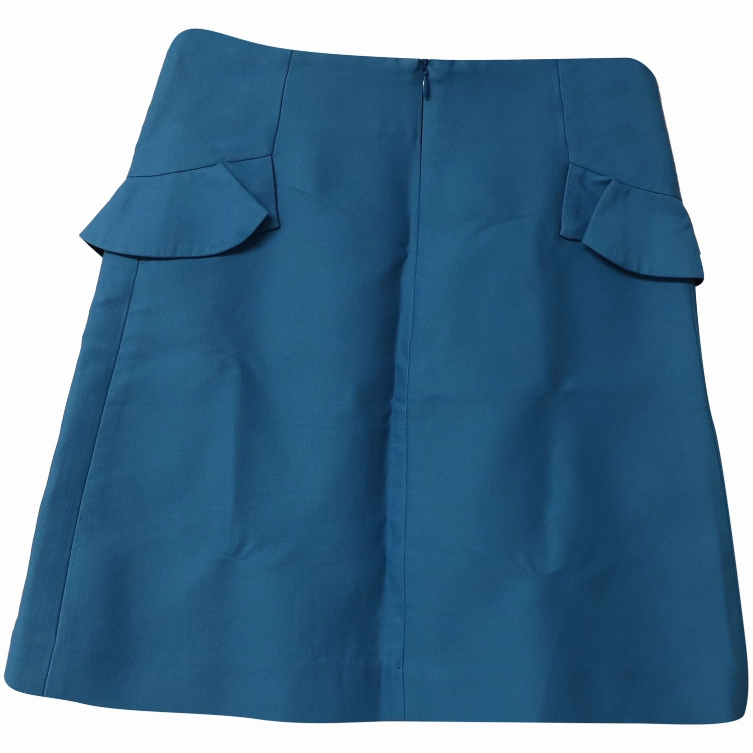 Sando Paris High Waisted A-Line Mini Skirt in Blue Cotton