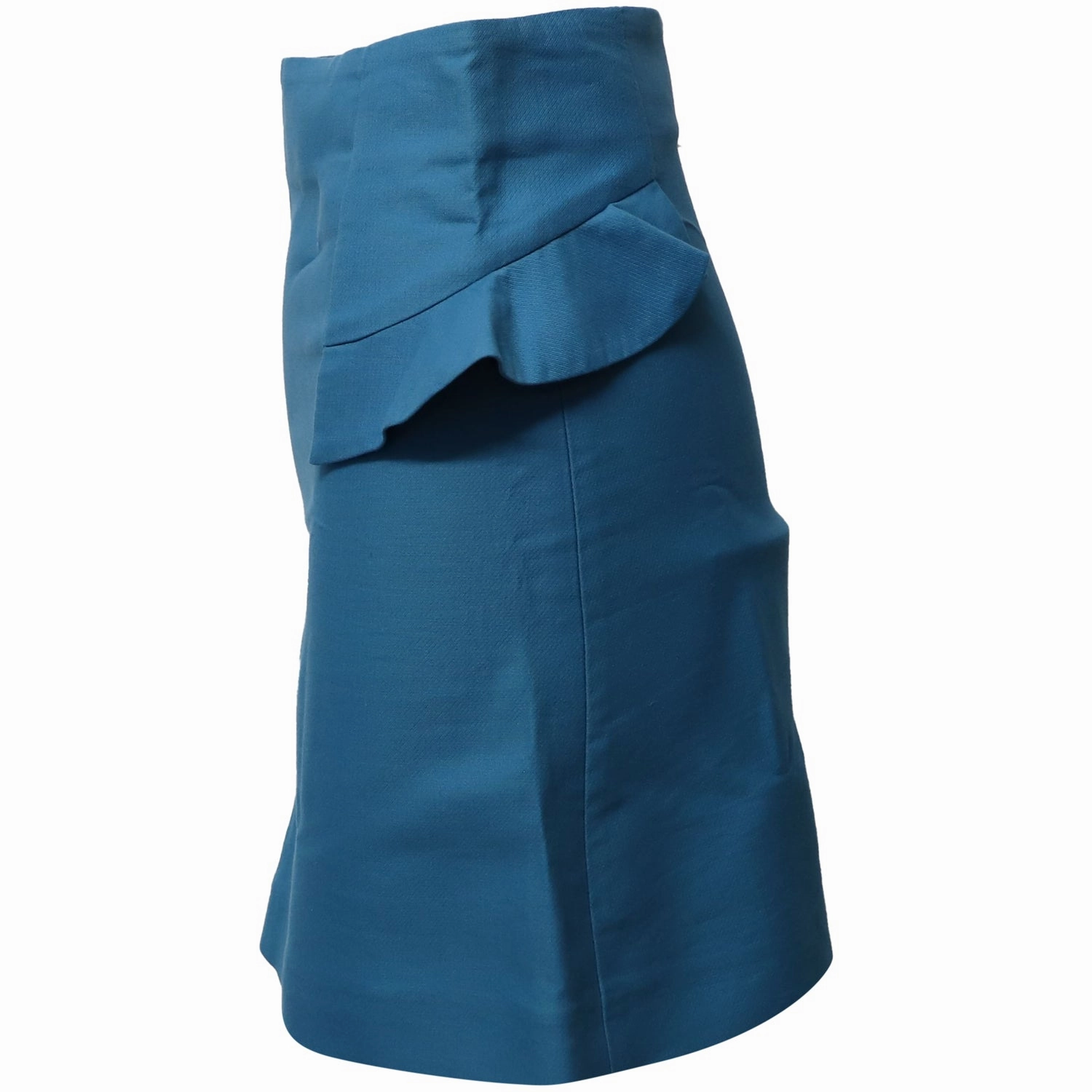 Sando Paris High Waisted A-Line Mini Skirt in Blue Cotton