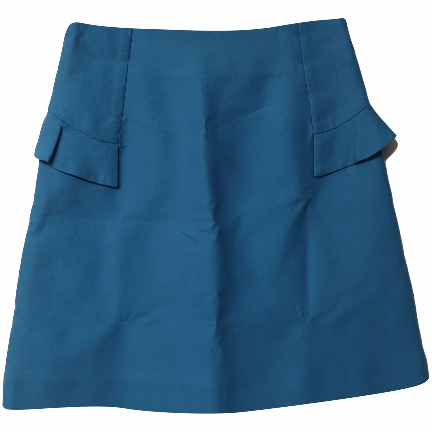 Sando Paris High Waisted A-Line Mini Skirt in Blue Cotton