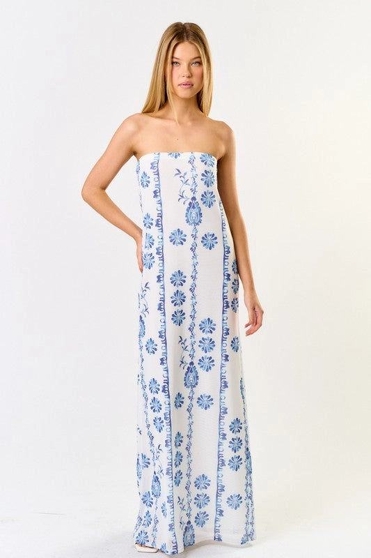 Santorini Breeze Tube Maxi Dress