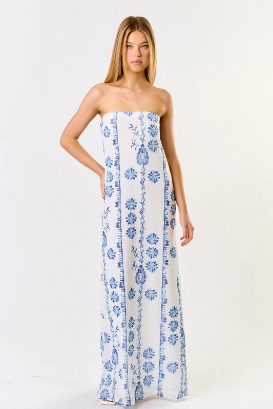 Santorini Breeze Tube Maxi Dress