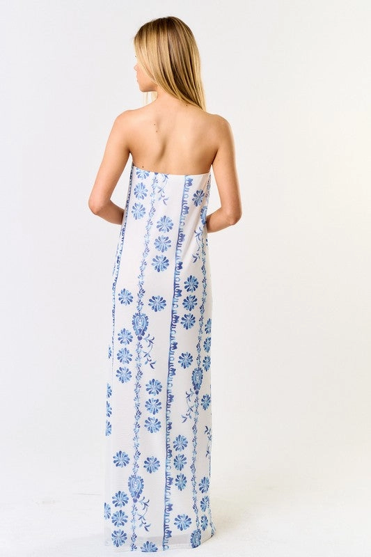 Santorini Breeze Tube Maxi Dress