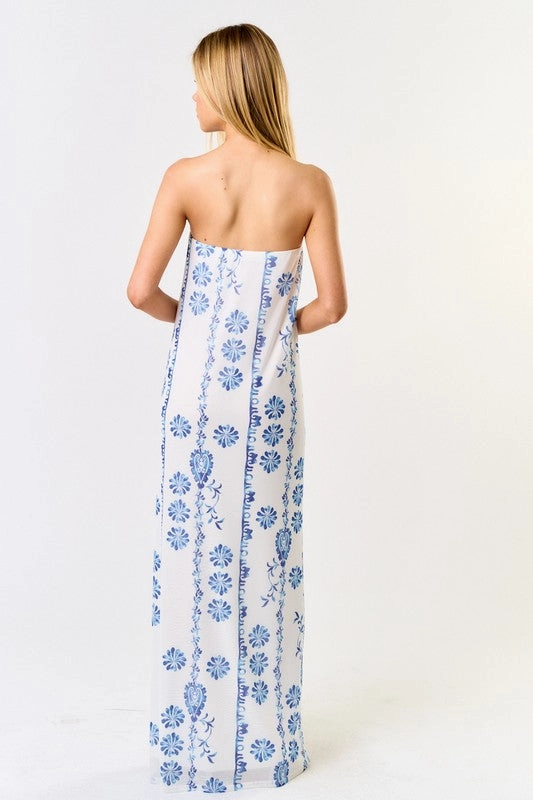 Santorini Breeze Tube Maxi Dress