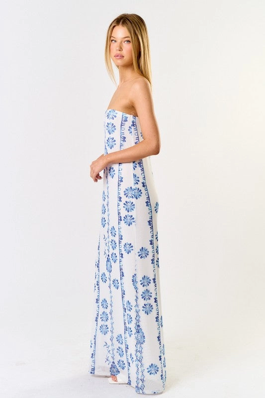 Santorini Breeze Tube Maxi Dress