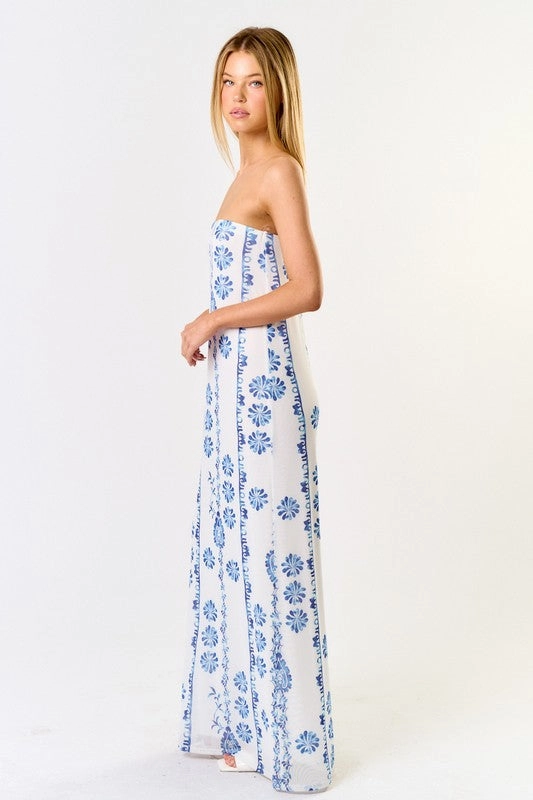 Santorini Breeze Tube Maxi Dress