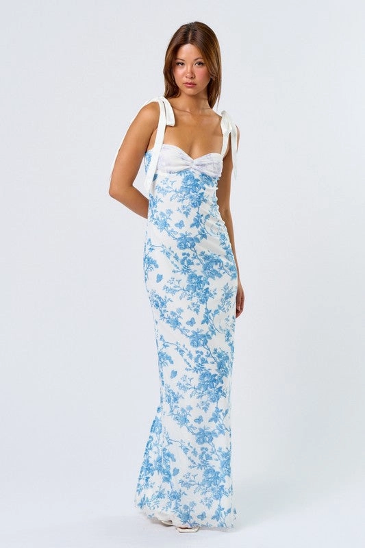 Santorini Romance Floral Maxi Dress