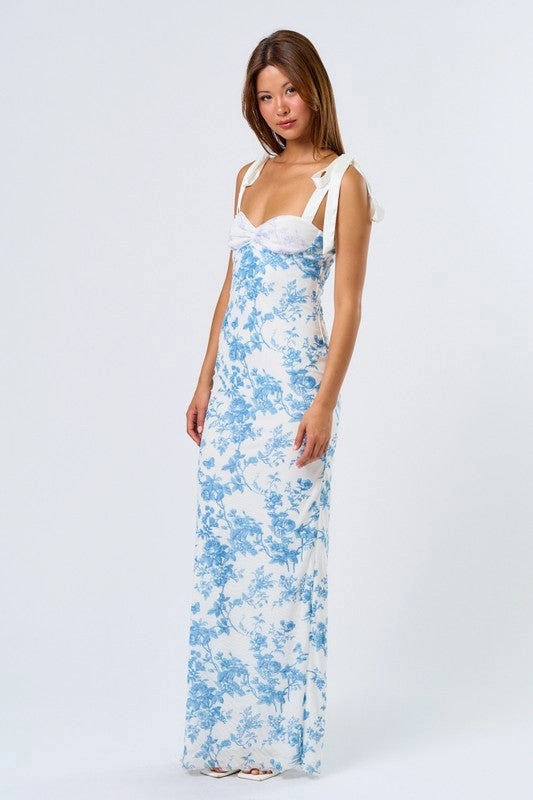Santorini Romance Floral Maxi Dress