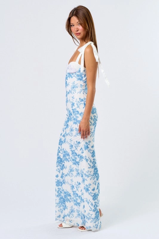 Santorini Romance Floral Maxi Dress