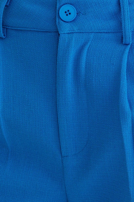 Sapphire Splash High Waisted Wide Leg Pleated Pants