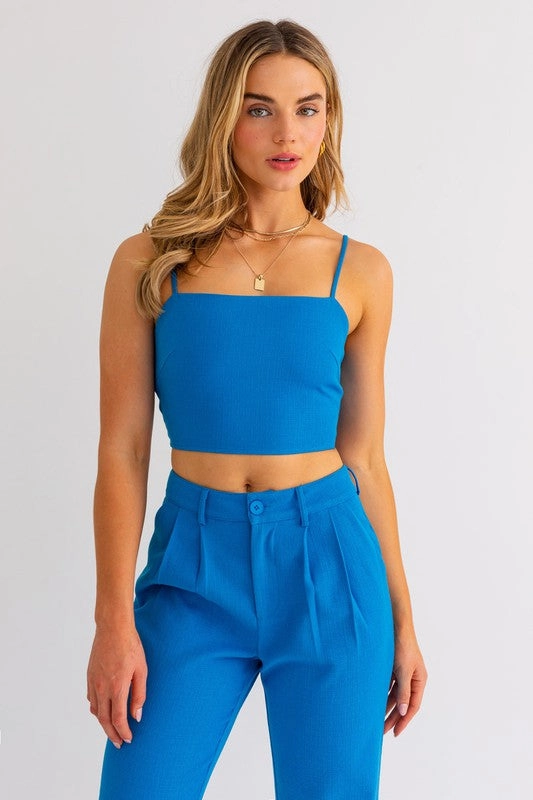 Sapphire Splash Sleeveless Crop Top - Extra Small
