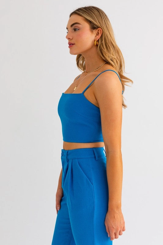 Sapphire Splash Sleeveless Crop Top - Extra Small