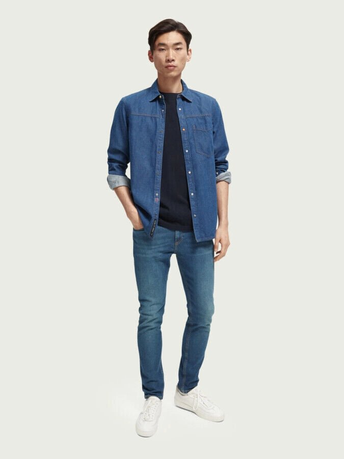 Scotch & Soda 165606_0543 Skim Skinny Jeans Men's Classic Blue Denim MCWW181