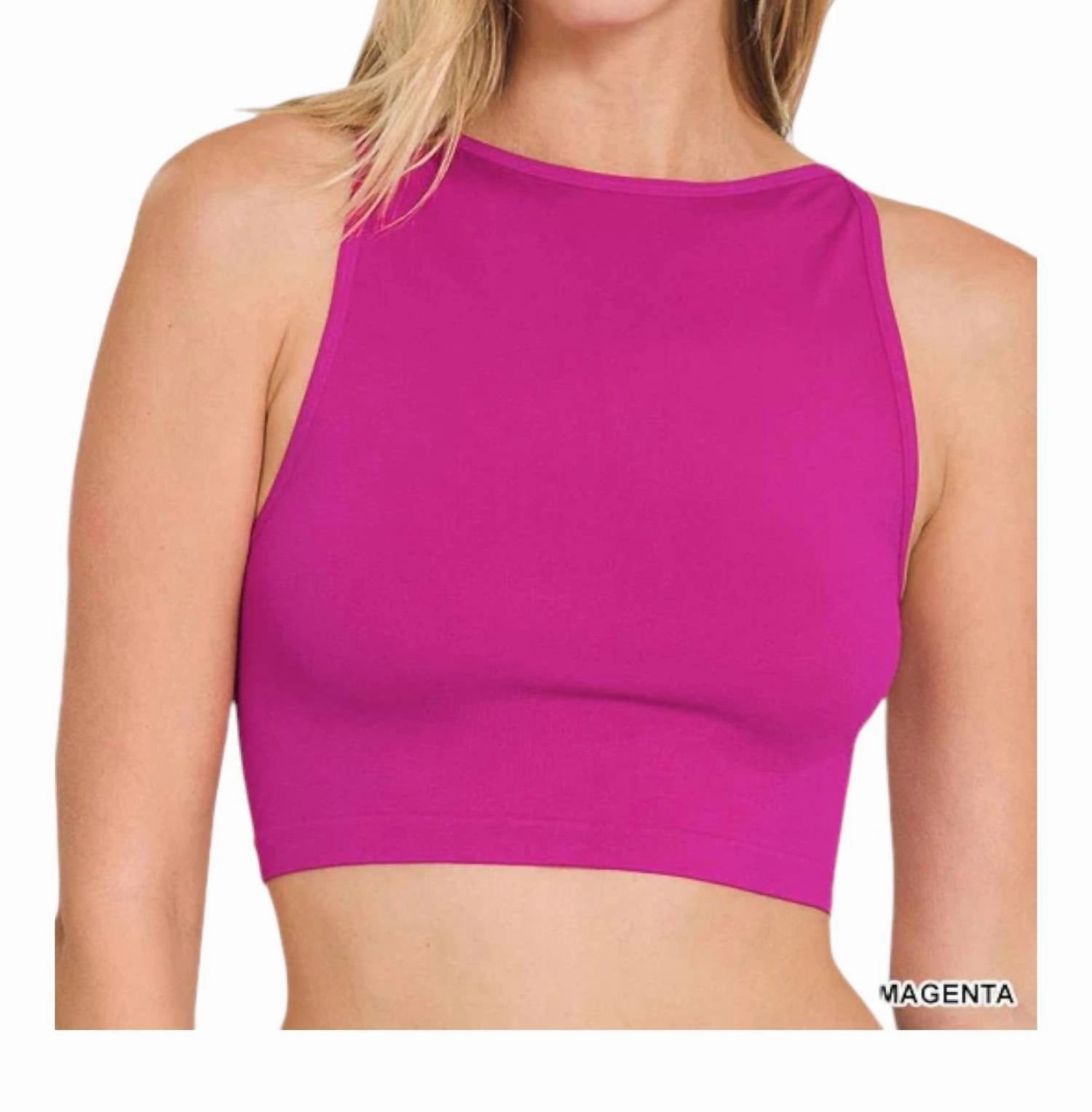 Seamless Crop Top Bralette In Magenta