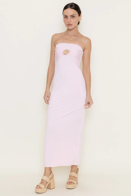 Seashell Buckle Tube Maxi Dress