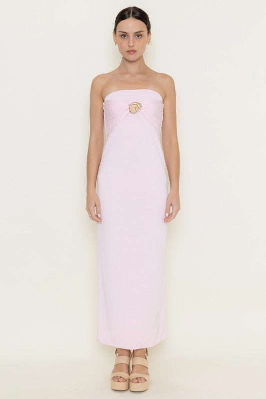 Seashell Buckle Tube Maxi Dress