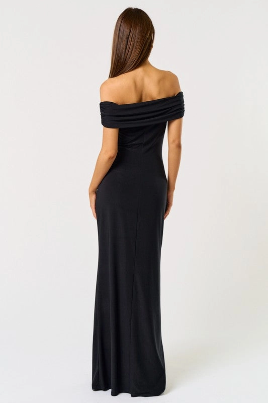 Seashell Radiance Off Shoulder Maxi Dress
