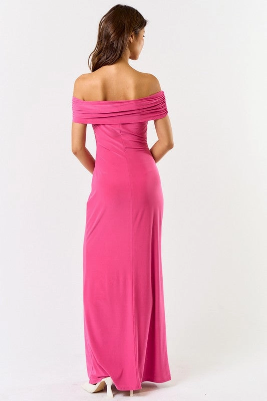 Seashell Radiance Off Shoulder Maxi Dress