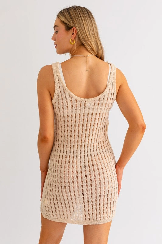 Seaside Lace Crochet Mini Dress