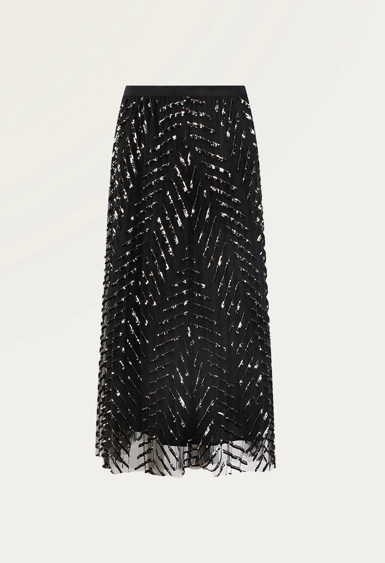 See-through sequined mesh skirt