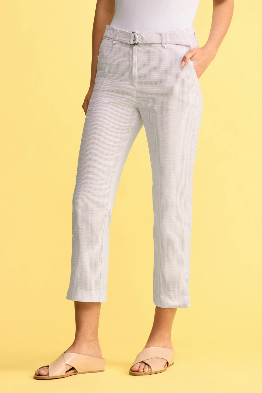 Seersucker Stripe Capri Pant - Gelati Stripe