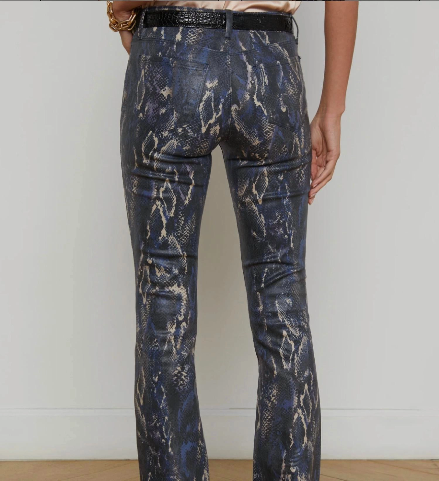 Selma Coated Jeans In Midnight/ Tan Snake