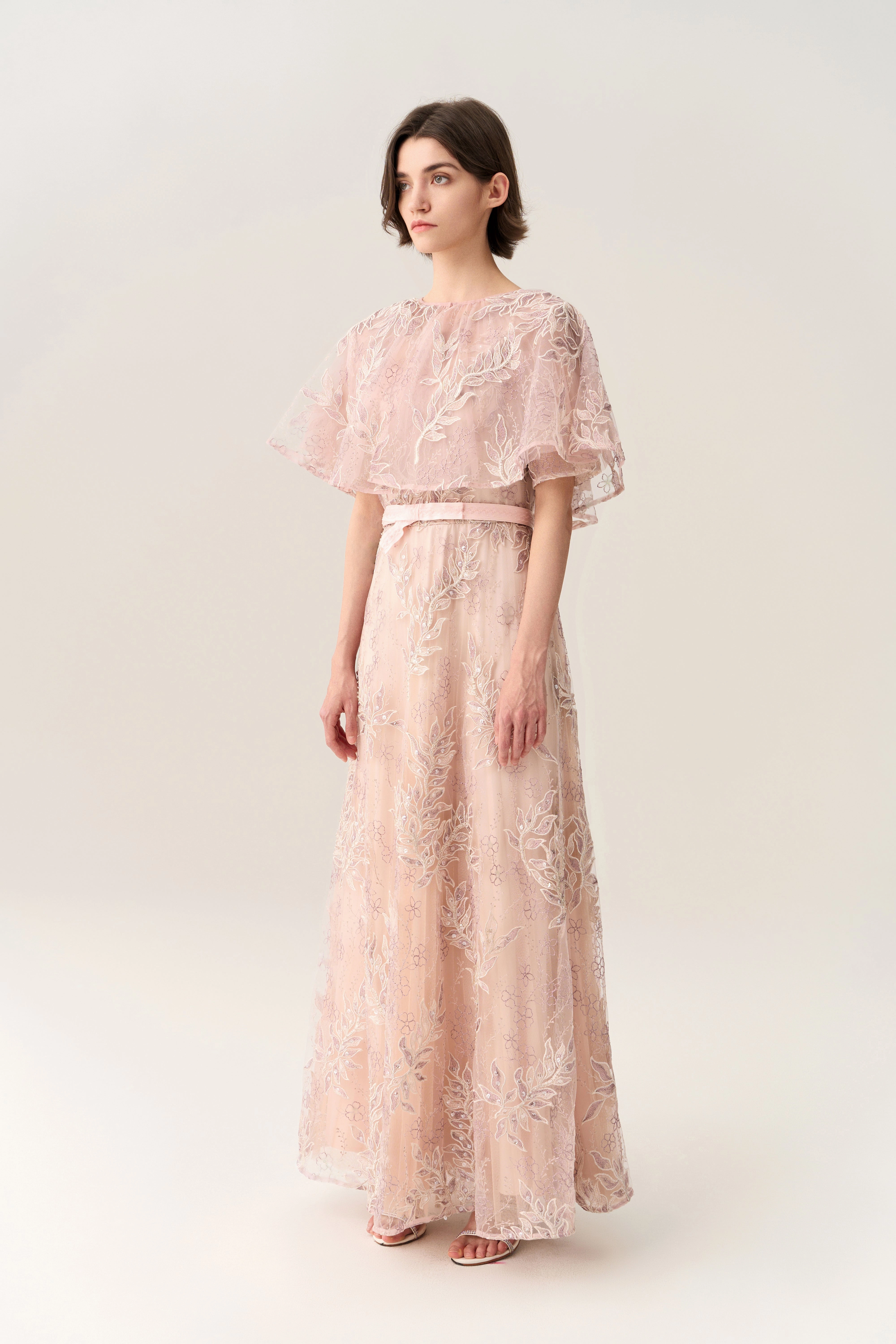 Sequin & Embroidery Mesh Cape