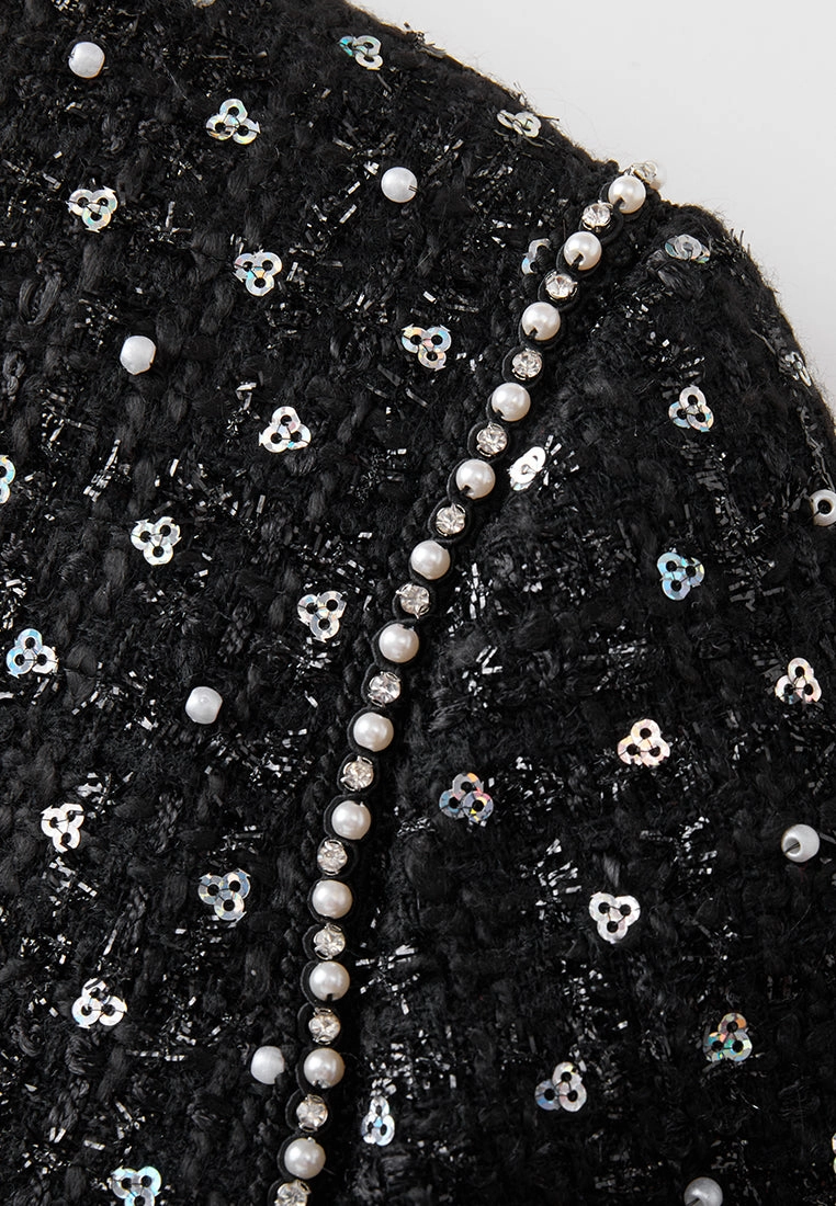 Sequin-and-pearl Embellished Peak Lapel Jacket