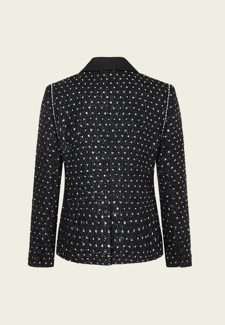 Sequin-and-pearl Embellished Peak Lapel Jacket