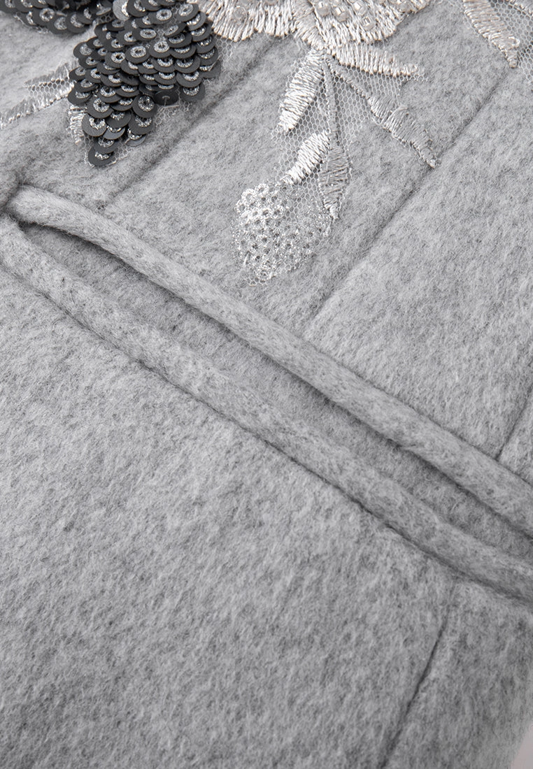 Sequin-detail Lurex-embroidery Maxi-length Wool Coat