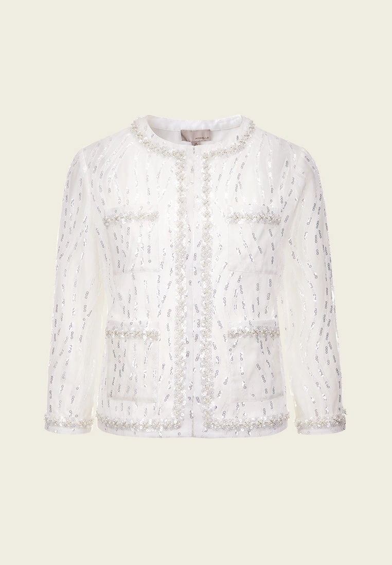 Sequin-detail Mesh Jacket