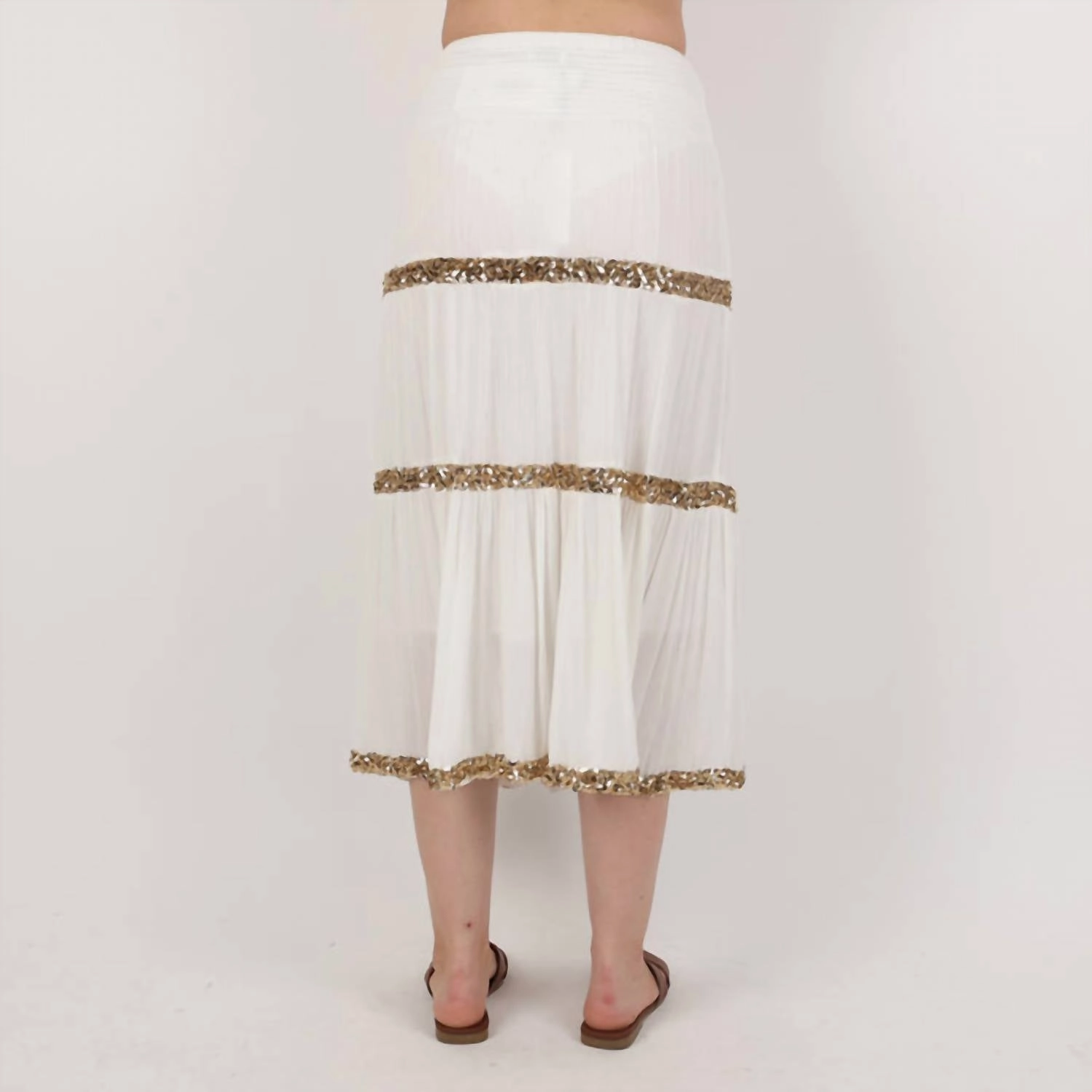 Sequin Stripe Skirt In White
