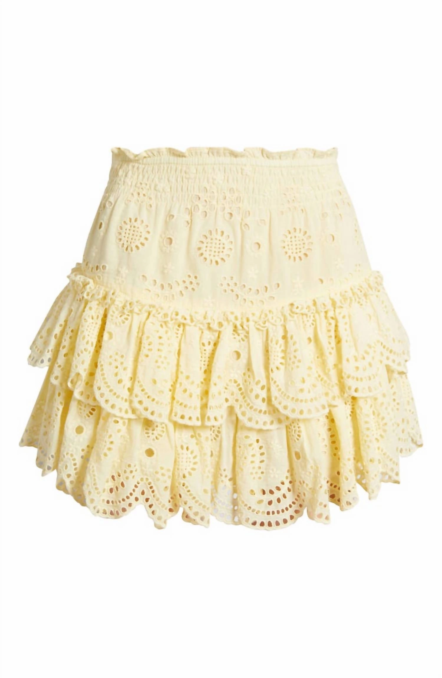 Shailo Eyelet Lace Mini Skirt In Citron