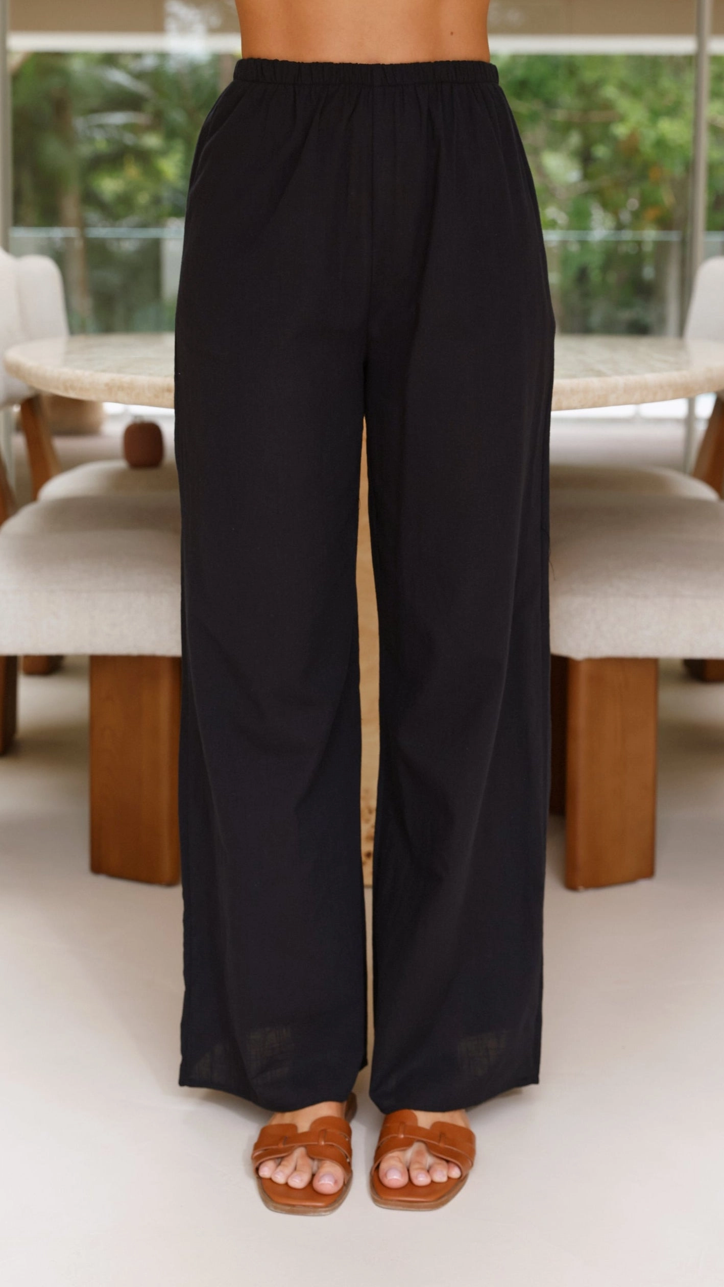 Sharni Strapless Pleat Top and Pants Set - Black