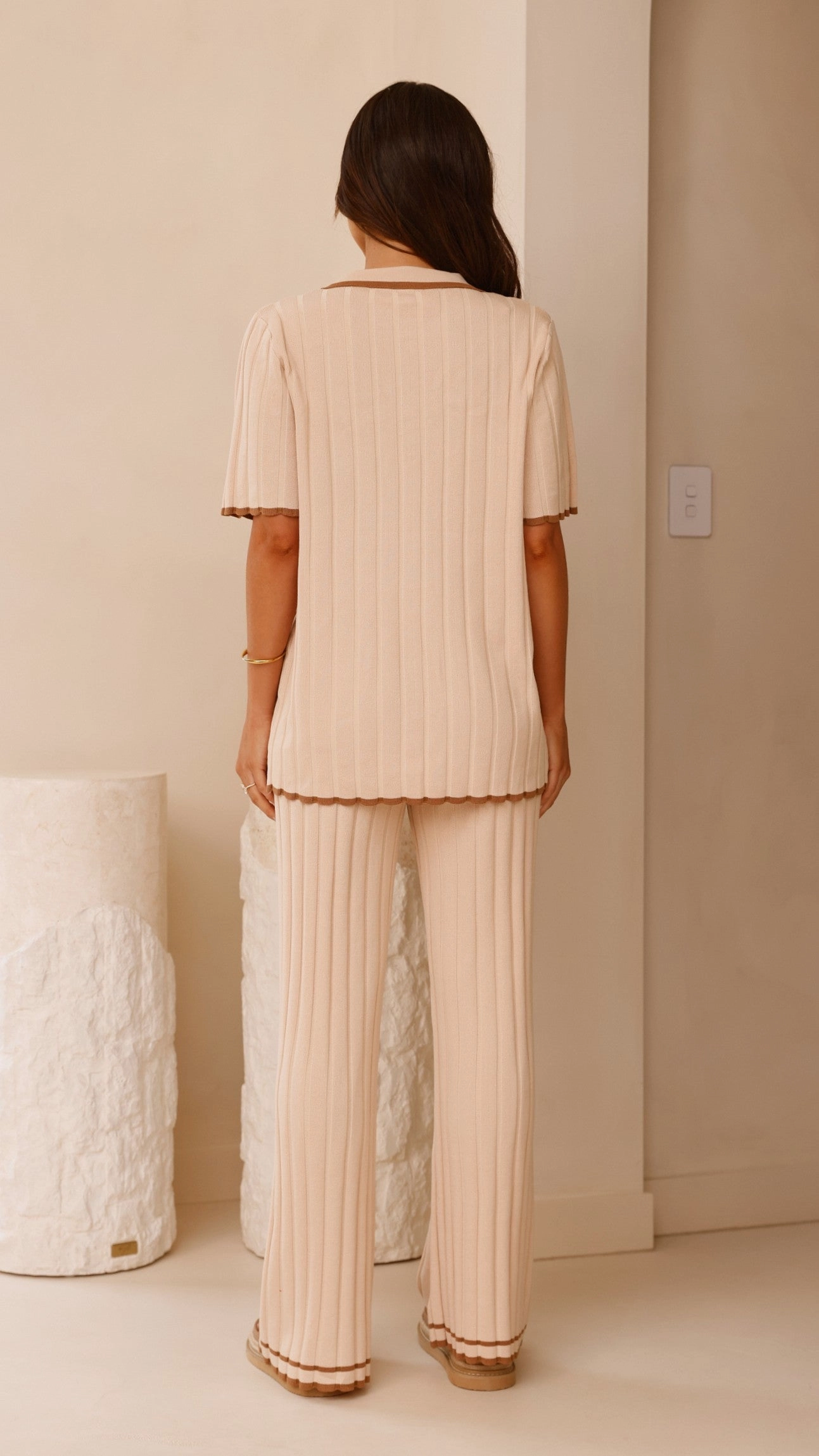Shaylie Button Up Shirt - Beige