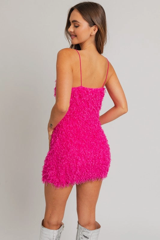 She Is The Party Feather Mini Dress - Medium