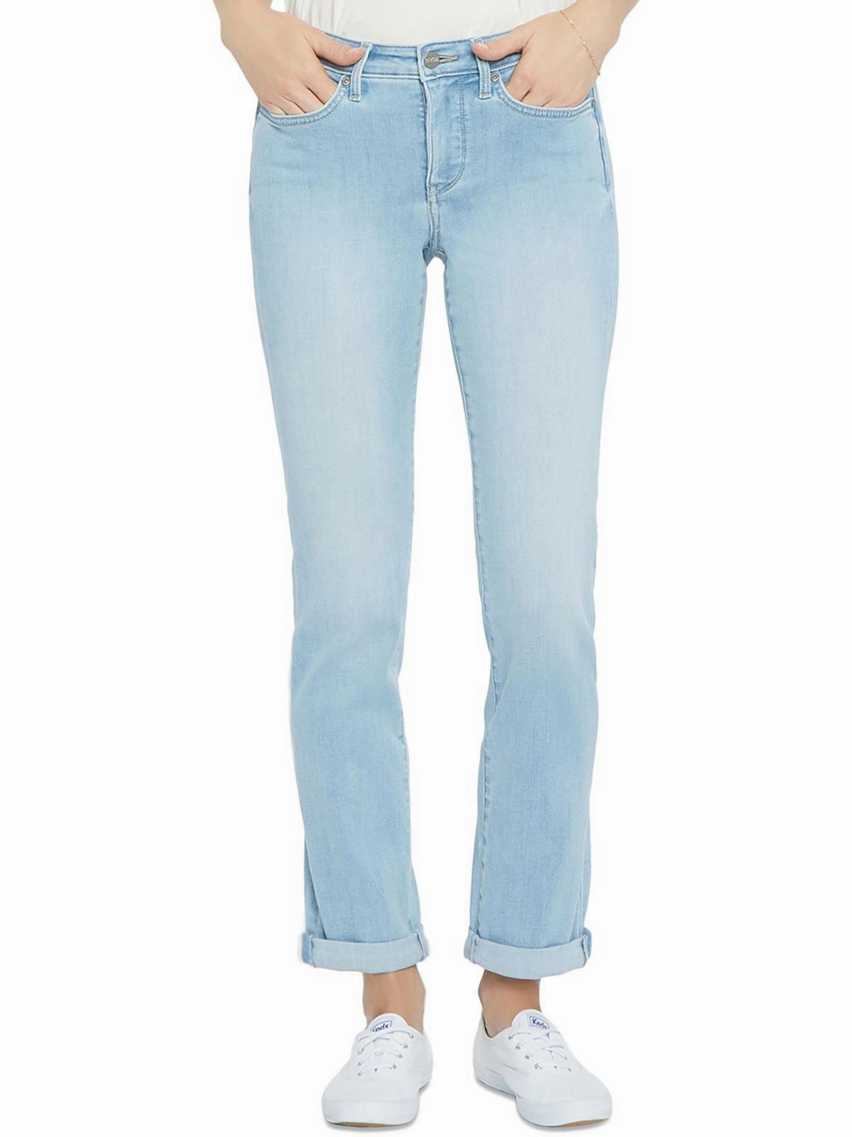 Sheri Womens Cuffed Stretch Ankle Jeans