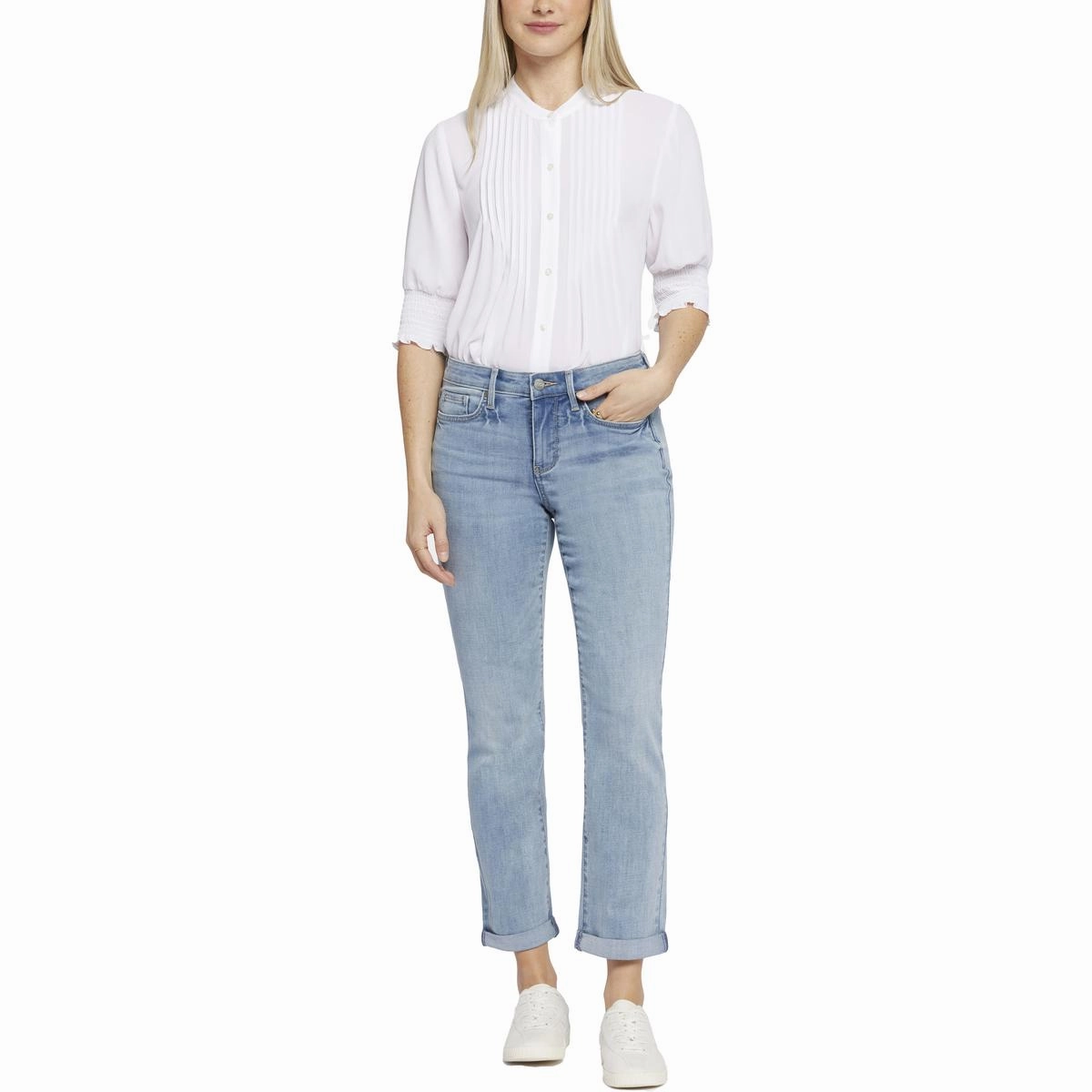 Sheri Womens Cuffed Stretch Ankle Jeans