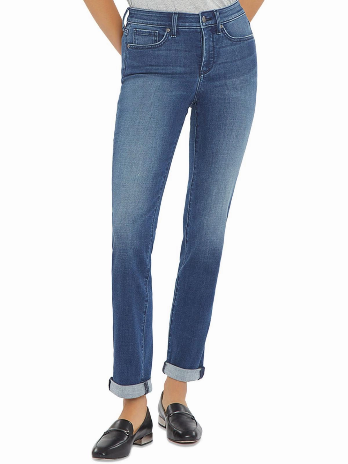 Sheri Womens Cuffed Stretch Ankle Jeans