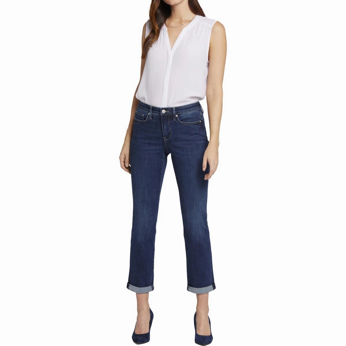 Sheri Womens Cuffed Stretch Ankle Jeans