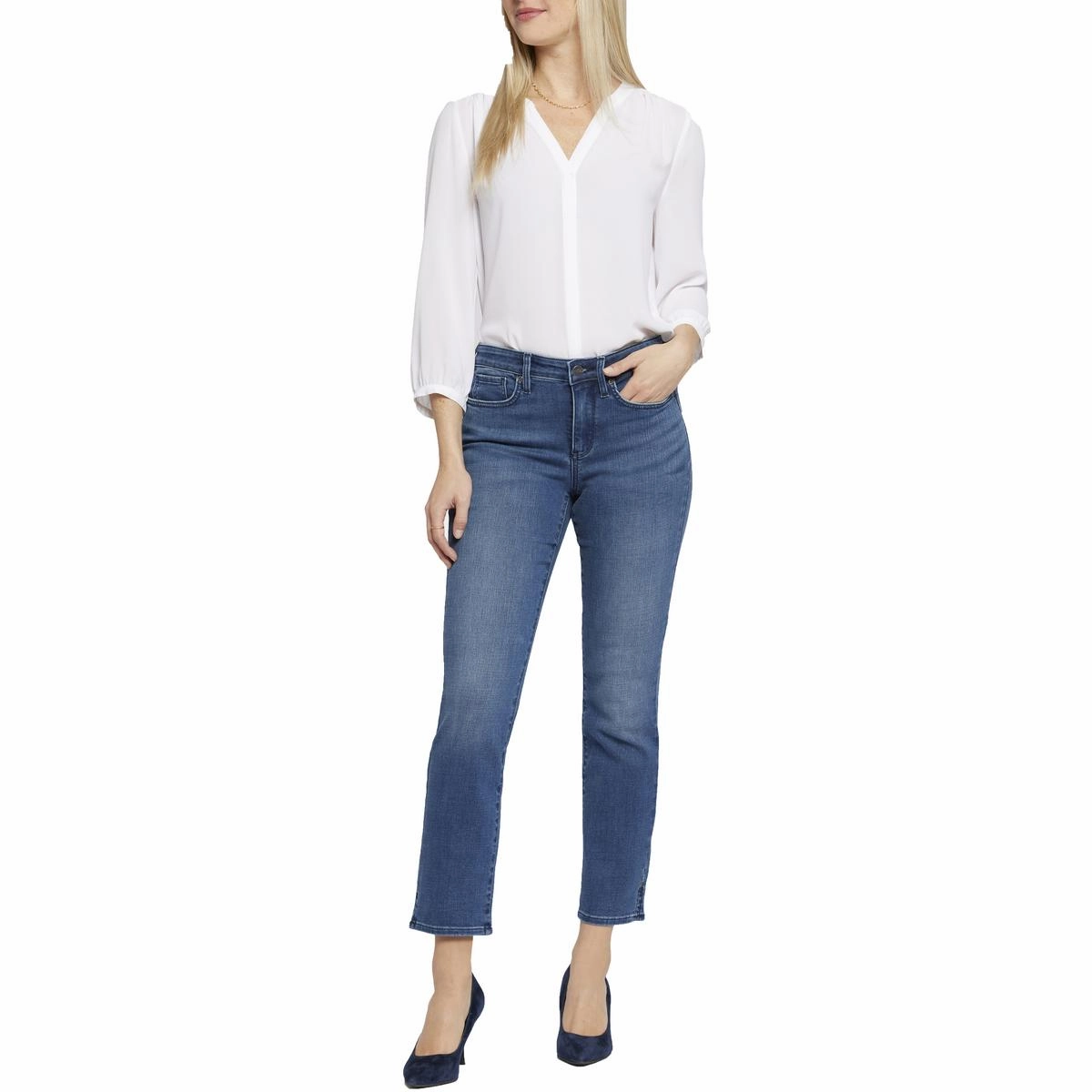 Sheri Womens Slit Denim Ankle Jeans