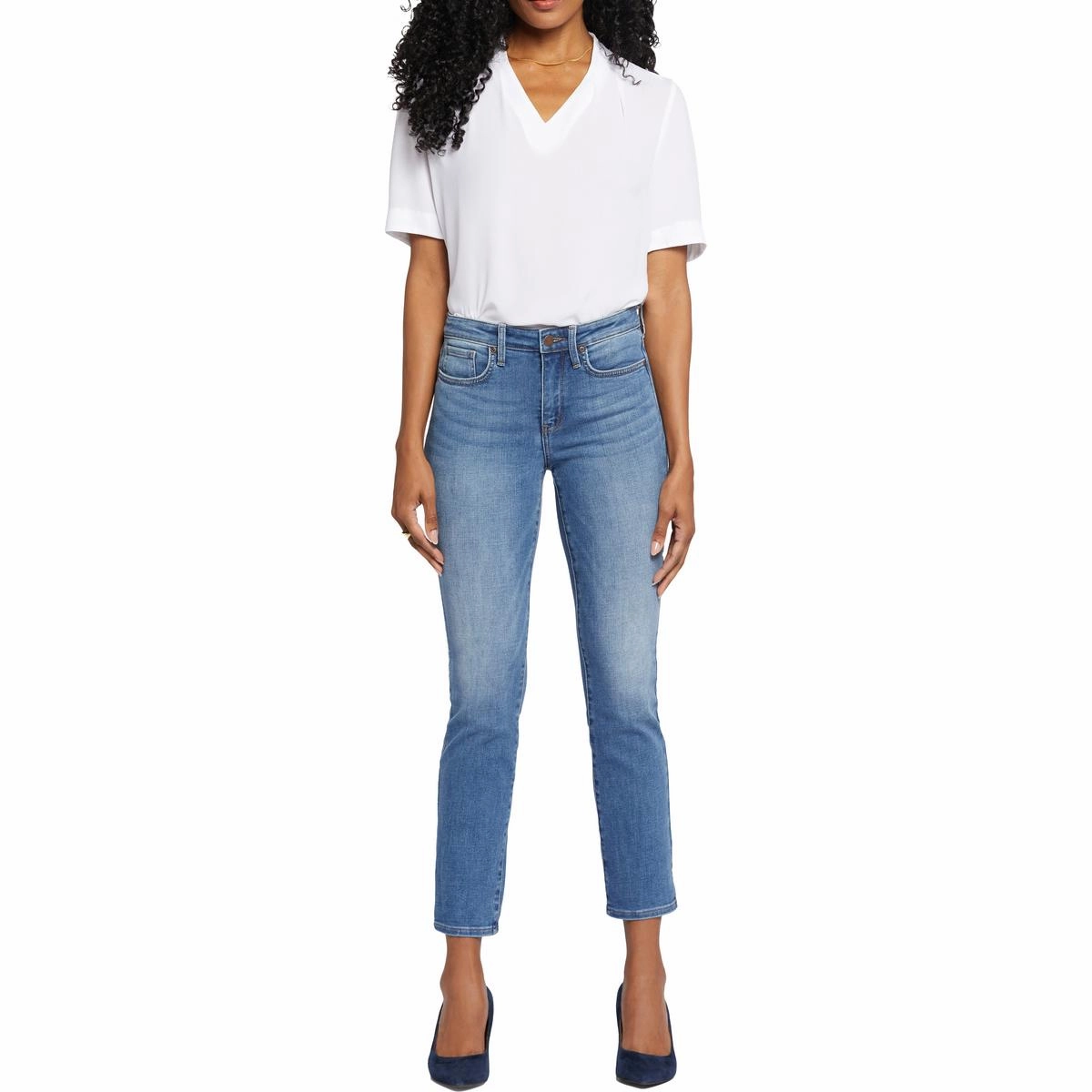Sheri Womens Slit Denim Ankle Jeans