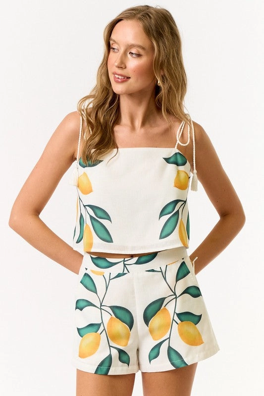 Sicilian Lemon High Waisted Shorts