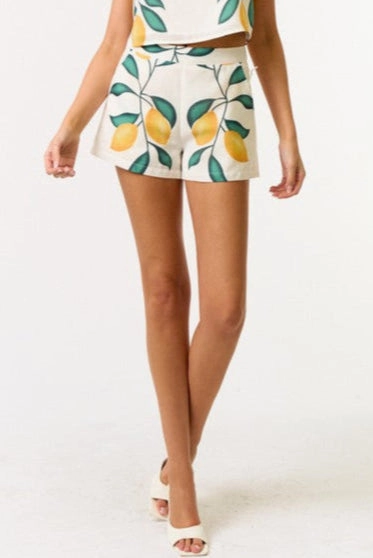 Sicilian Lemon High Waisted Shorts