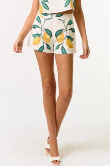 Sicilian Lemon High Waisted Shorts